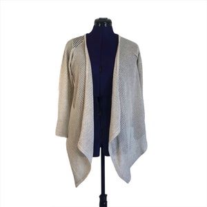 Poof Tan Hole Patterned Knit Long Sleeve Sweater